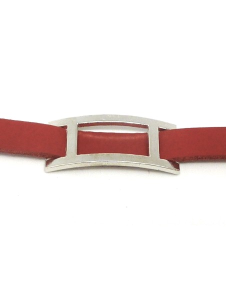 R-2 entre deux passant rectangle 38,5mm en métal argenté lisse pour lanière de 10mm