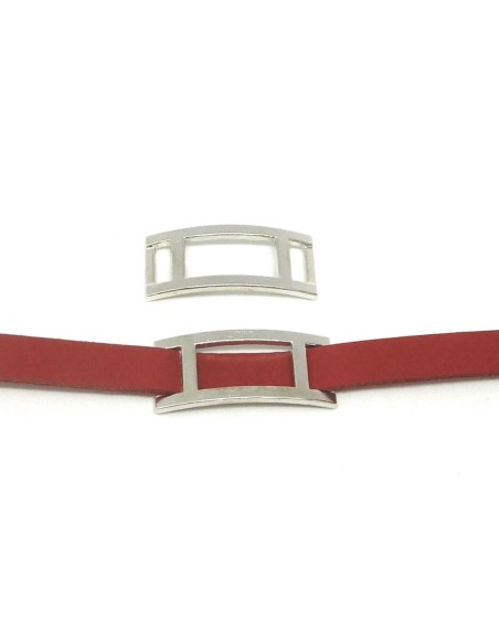 R-2 entre deux passant rectangle 38,5mm en métal argenté lisse pour lanière de 10mm