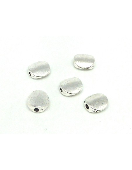 10 Perles pastille lisse légèrement bombé 8,2mm en métal argenté
