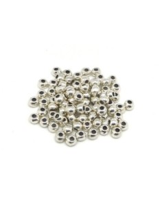 Perle ronde 3mm en métal argenté