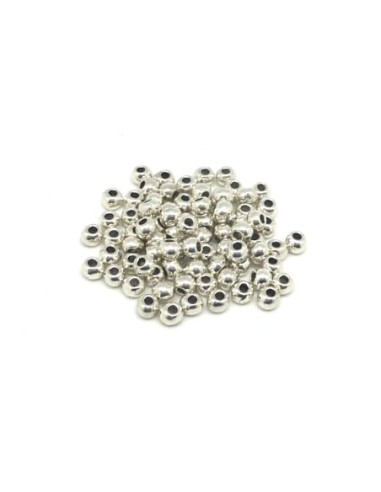 Perle ronde 3mm en métal argenté pas chère