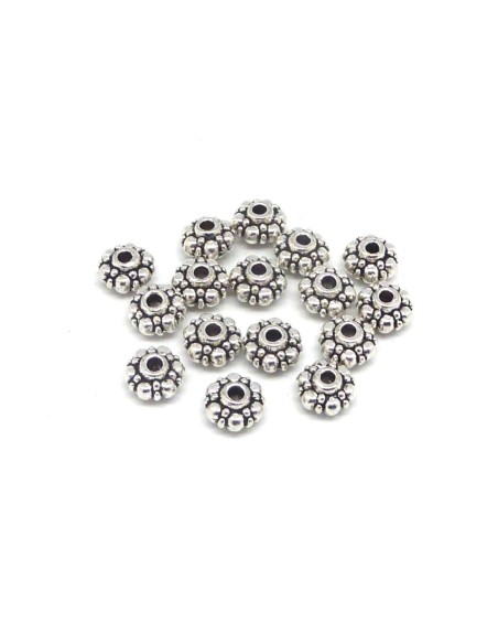 perle en métal argenté intercalaire travaillé style ethnique