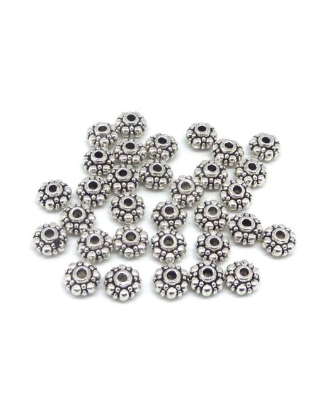 R-10 Perles en métal argenté intercalaire travaillé style ethnique