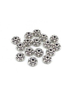 perle intercalaire argenté en métal travaillé style ethnique