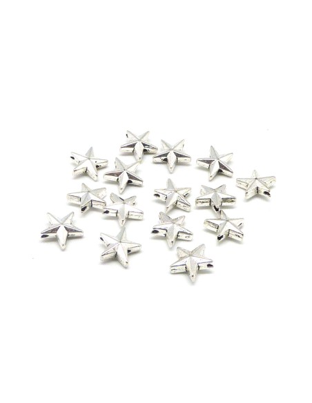 10 Perles étoile 12,2mm en métal argenté