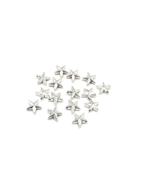 10 Perles étoile 12,2mm en métal argenté