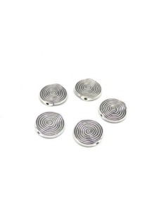 Perle métal plate argenté en forme de disque