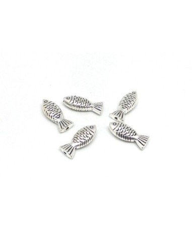 R-5 Perles poisson en métal argenté 22mm