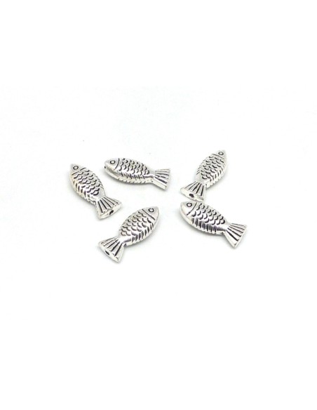 R-5 Perles poisson en métal argenté 22mm