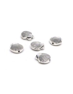Lot de 5 perles en métal argenté coquilles Saint Jacques 13,2mm