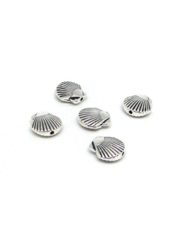 Perle coquillage Saint Jacques argenté