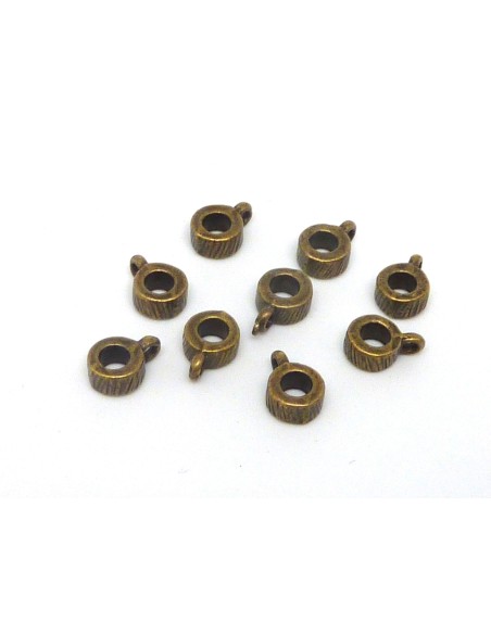 20 bélières en métal de couleur bronze pour cordon de 2,5mm