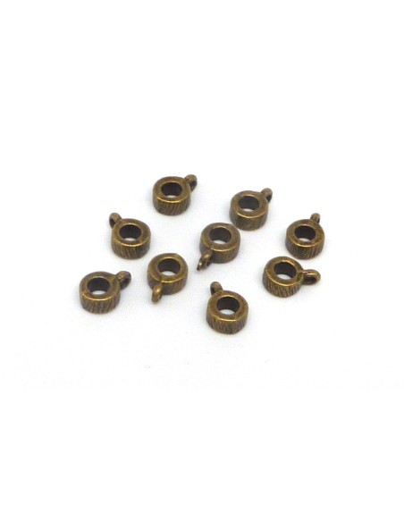 20 bélières en métal de couleur bronze pour cordon de 2,5mm