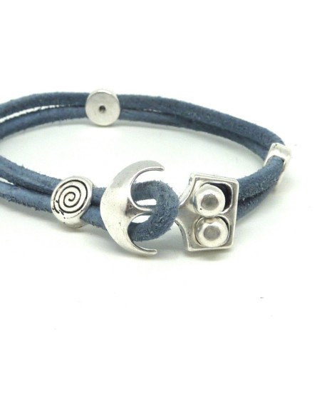 Lot de 3 Fermoirs crochet ancre pour cuir, bracelet multi rangs en métal argenté