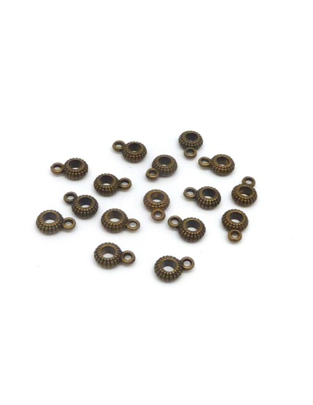 50 bélières en métal de couleur bronze pour cordon de 3mm