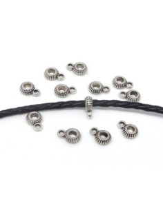 bélière en métal argenté pour cordon de 3mm