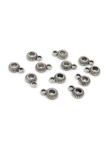 bélière en métal argenté pour cordon de 3mm