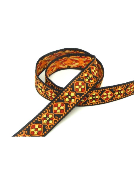 R-1m ruban ethnique tissé de largeur 16mm motif géométrique AZTEQUE