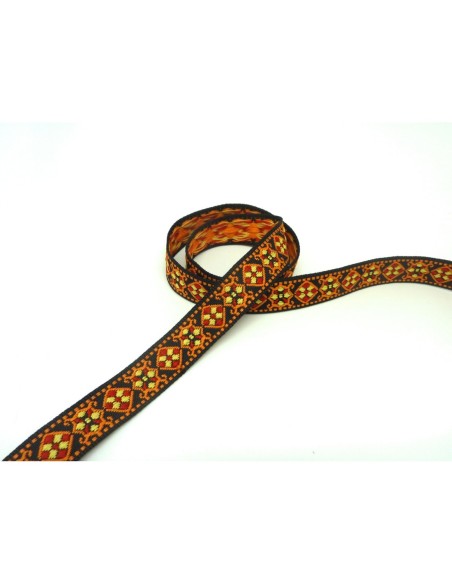 R-1m ruban ethnique tissé de largeur 16mm motif géométrique AZTEQUE