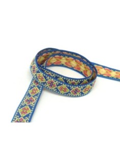 Ruban ethnique tissé 16mm style aztèque