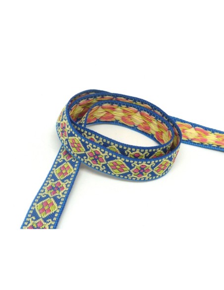 Ruban ethnique tissé 16mm style aztèque