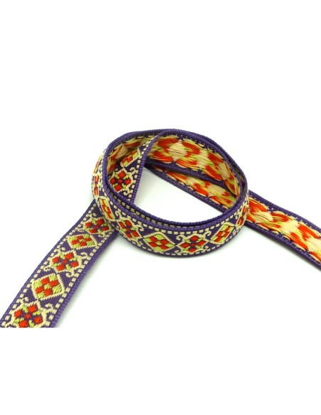 R-1,5m ruban ethnique tissé de largeur 16mm motif géométrique AZTEQUE