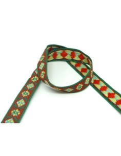 R-1,5m ruban ethnique tissé de largeur 16mm motif...