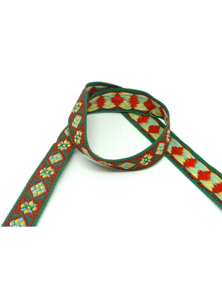 R-1,5m ruban ethnique tissé de largeur 16mm motif géométrique AZTEQUE