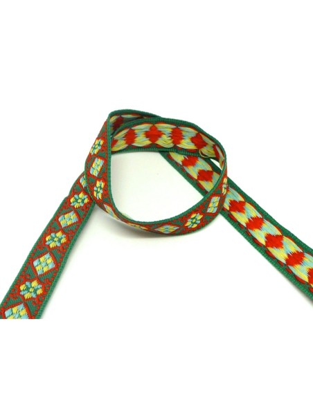 R-1,5m ruban ethnique tissé de largeur 16mm motif géométrique AZTEQUE