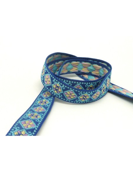 R-1,5m ruban ethnique tissé de largeur 16mm motif géométrique AZTEQUE