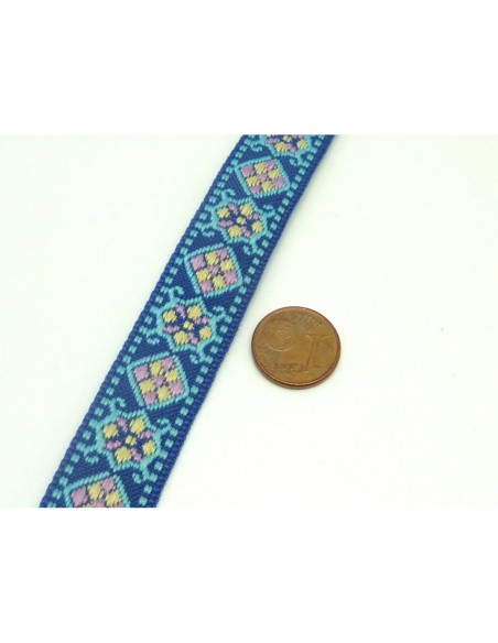 R-1,5m ruban ethnique tissé de largeur 16mm motif géométrique AZTEQUE