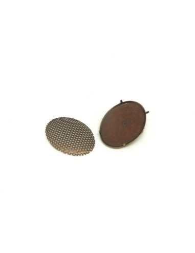 Support broche ovale à grille 30mm cuivré