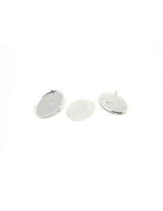 2 Supports broche ovale à grille 30mm en métal argenté