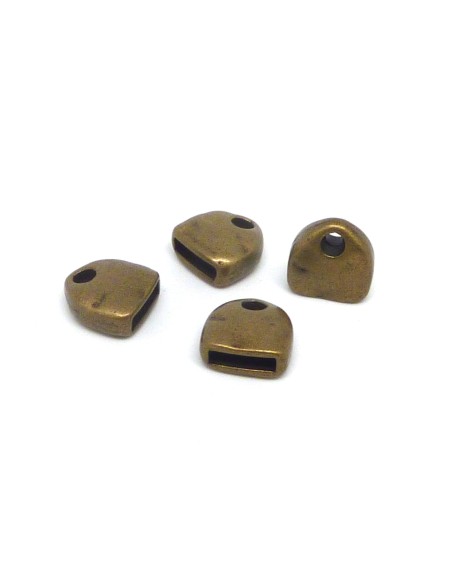 2 Embouts pour lanière de 10mm en métal de couleur bronze légèrement martelé