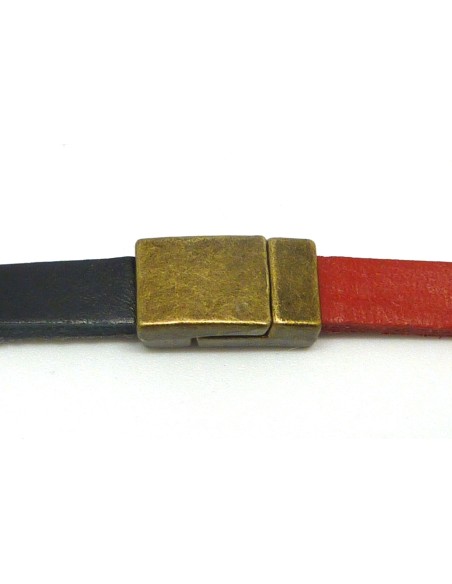Fermoir aimanté pour lanière de 6mm en métal de couleur bronze