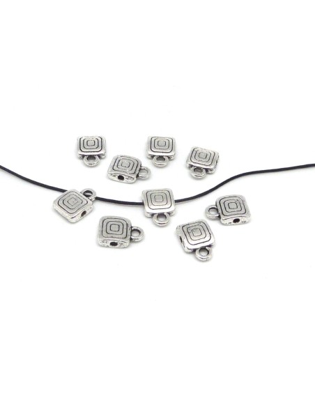 Lot de 10 Bélières en métal argenté carré