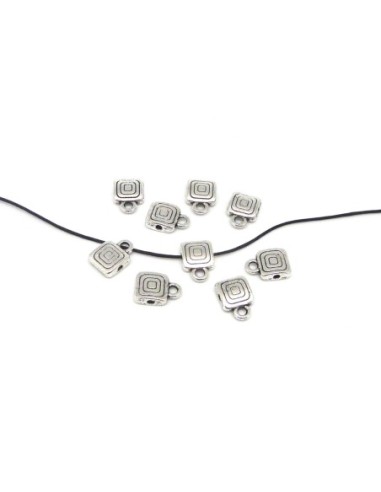 Lot de 10 Bélières en métal argenté carré