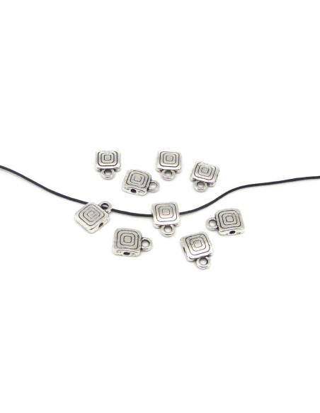Lot de 10 Bélières en métal argenté carré