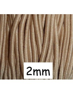 Elastique rond 2mm marron camel pour masque
