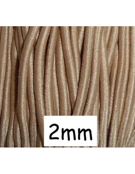 Elastique rond 2mm marron camel pour masque