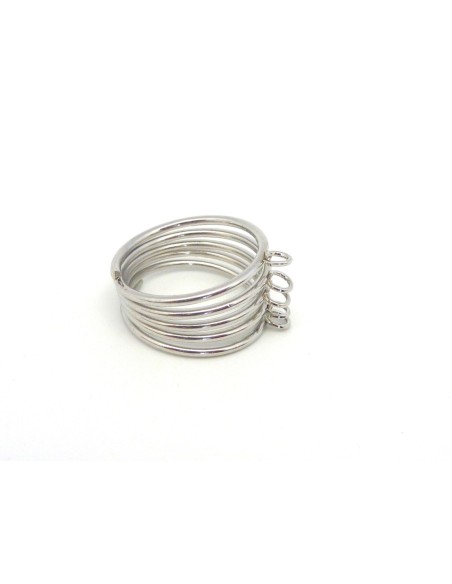 R-Support bague multi rangs avec 5 anneaux en métal argenté
