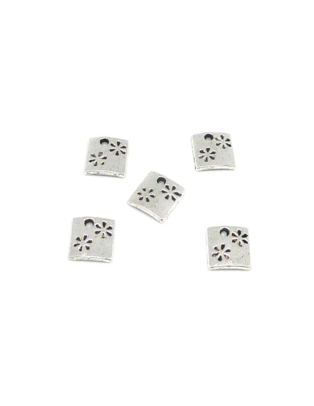 breloque métal argente sequin carré