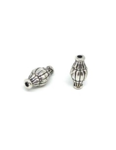 Perle tube argenté en métal