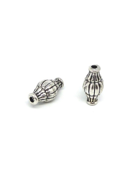 Perle tube argenté en métal