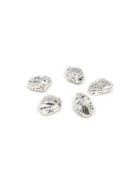 Perle galet argenté irrégulière