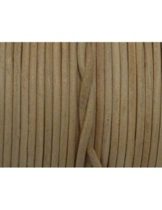R-1m Cordon cuir rond 2mm marron beige naturel