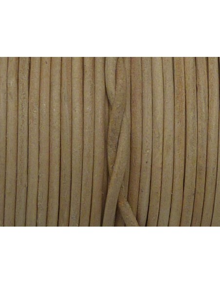 R-1m Cordon cuir rond 2mm marron beige naturel
