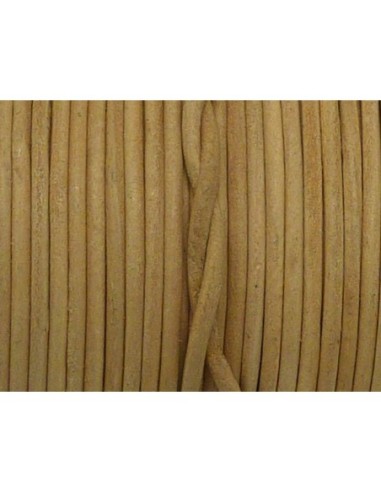 R-1m Cordon cuir rond 2mm marron beige naturel