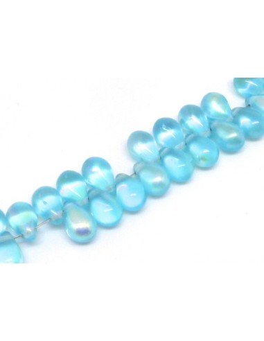 Perle en verre 9,2mm bleu turquoise