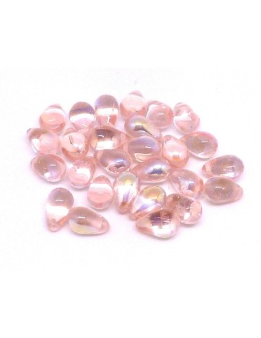 perles gouttes  en verre de couleur rose pastel irisé AB 9,2mm